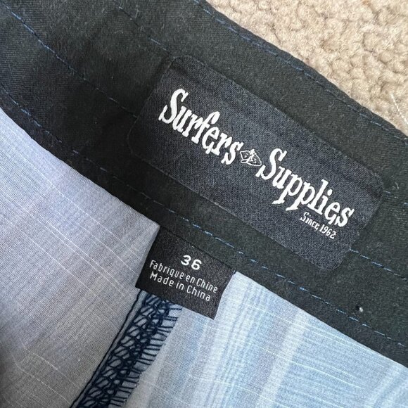 Surfers Supply Board Shorts Men’s Blue Striped Pockets Size 36 Drawstring - Picture 8 of 10